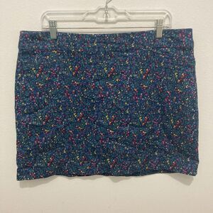 CROFT & BARROW blue multicolor floral built in shorts pull on skort 16